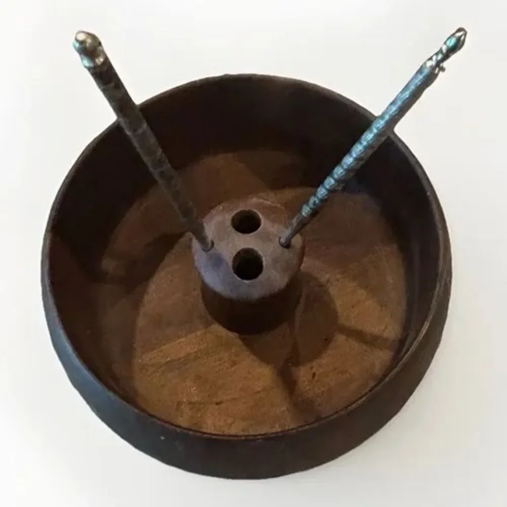 Vintage Mid Century Solid Walnut Nut Bowl Set with Metal Picks #510 Independent